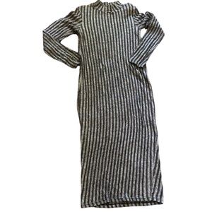 Zara Trafaluc vertical stripe mock neck knit midi dress size medium